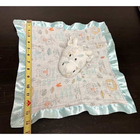Bananafish Blue Satin Trim Baby Lovey Security Blanket Plush Giraffe Head Safari - Picture 7 of 7
